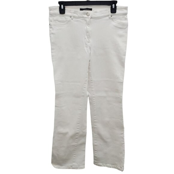 Elie Tahari Women's White Denim Corset Stitch Stretch Straight Leg Jeans Size 10 - Picture 1 of 8